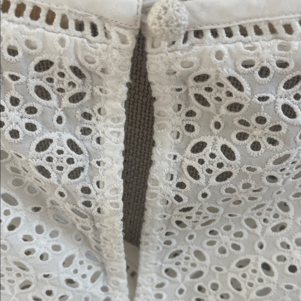 Ulla Johnson White Eyelet Puff-Sleeve Blouse - Picture 8 of 13